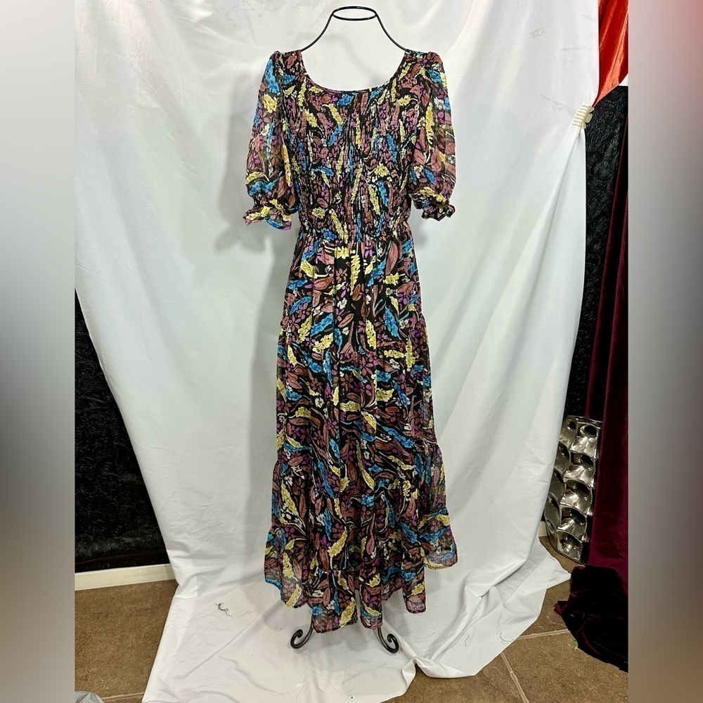 VICI floral tiered chiffon maxi dress size M
